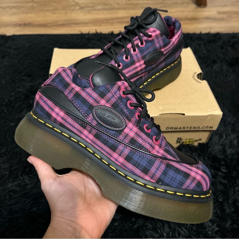 DR MARTENS Buzz tartan platform lace up shoes oxfords women’s 8 new in box - Picture 2 of 9